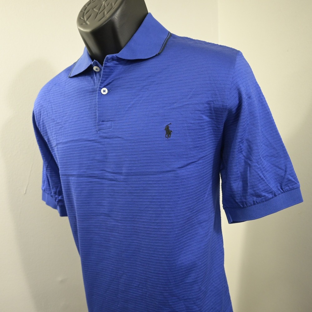 Polo Golf Ralph Lauren Polo Mens S Blue Ribbed Texture Pima Cotton Short Sleeve